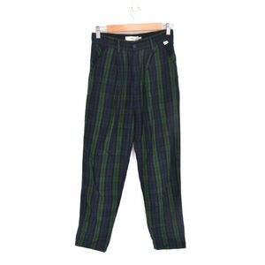 The Tiny Big Sister High Waist Blackwatch Plaid Trouser Pants Green Blue 36 US 4